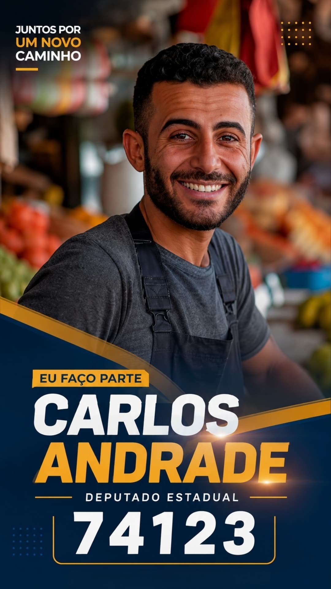 Foto pronta com template demonstrativo de Carlos Andrade